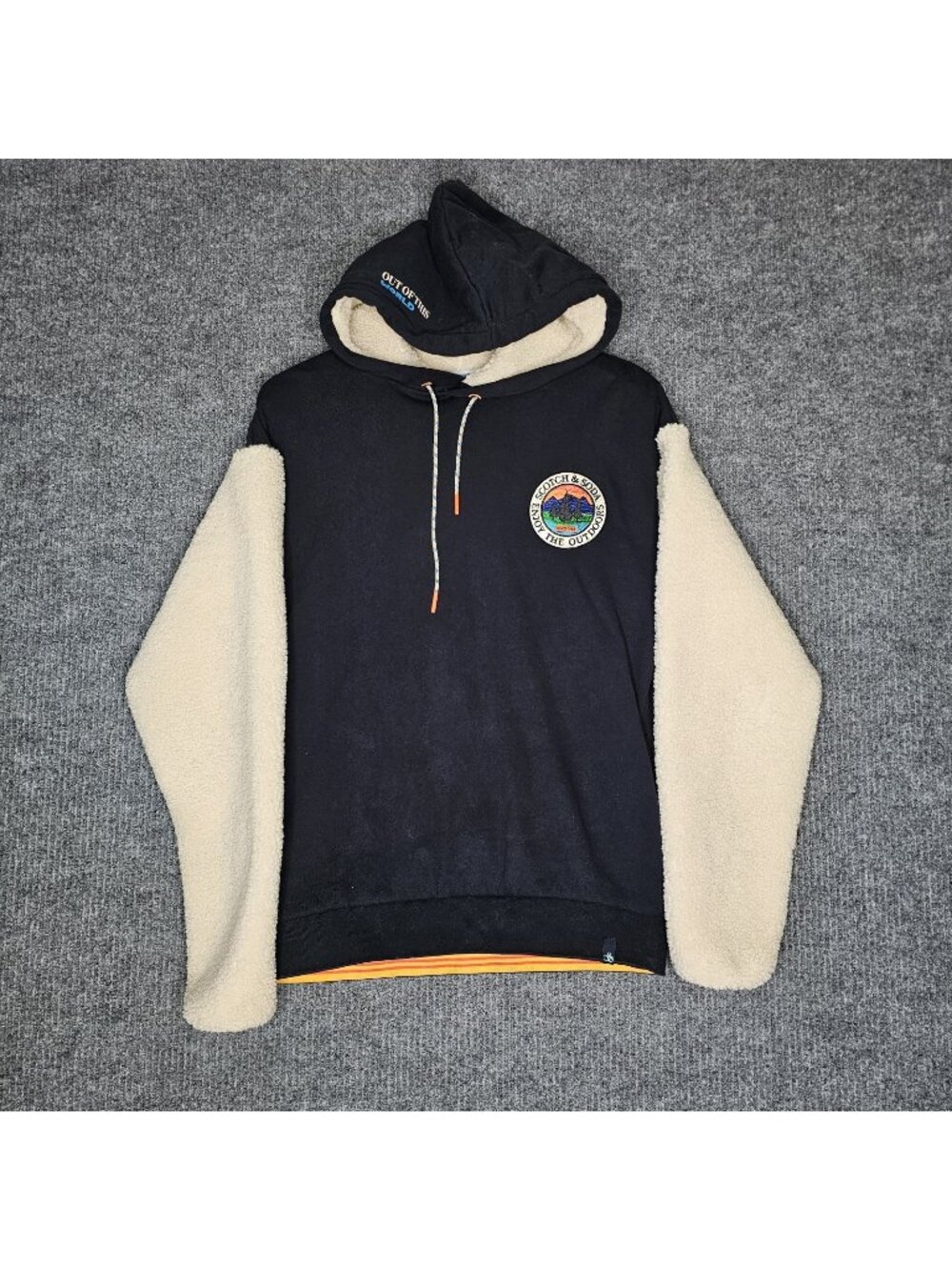 Scotch & Soda  Organic Teddy Felpa Hoodie  Black Medium Original MSRP $198
